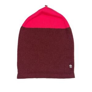 Lululemon Burgundy Pink Two Tone Colorblock Merino Wool Knit Beanie OS unisex